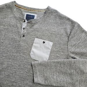 Nomad Mens XL Waffle Knit Shirt Chest Pocket Long Sleeve Casual Neutral Henley